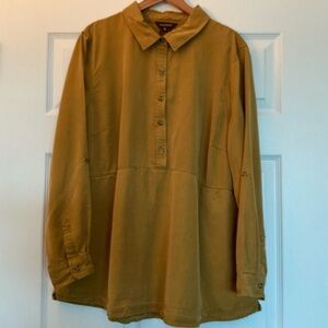 Multiples Mustard Button-Up Blouse